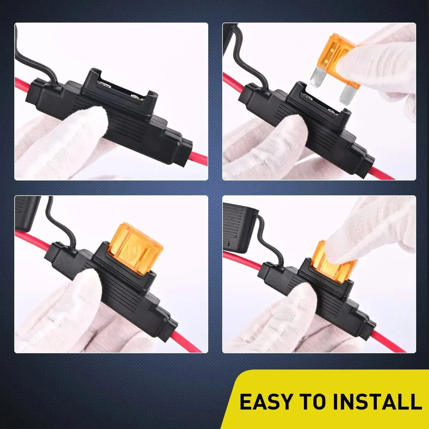 10 Gauge Inline Maxi Fuse Holder with 2 Pcs 30AMP 40AMP Blade Fuse