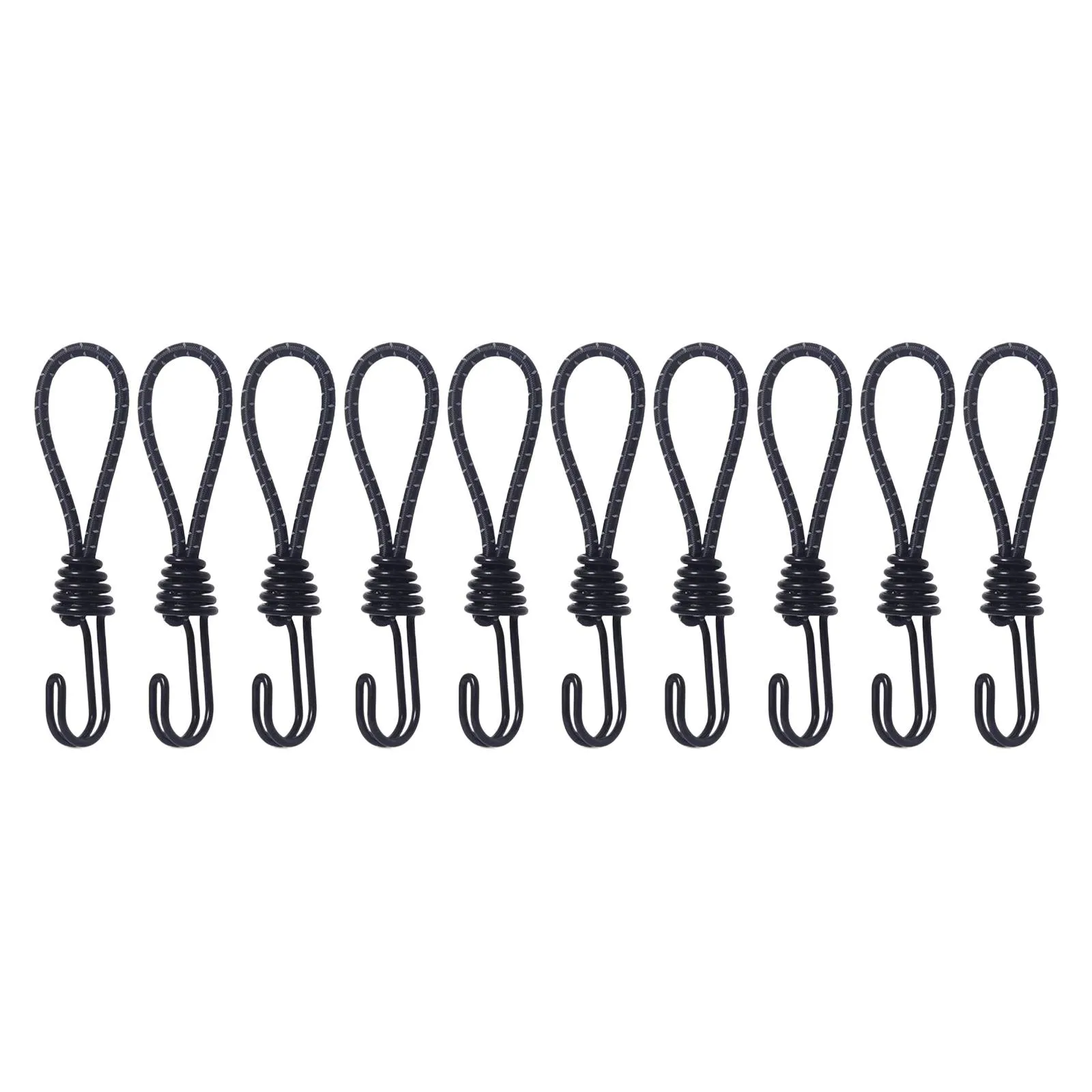 10Pcs Bungee Cord with Hook Portable for Camping Accessories Tarpaulin Tarps Black