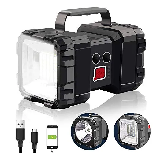 AlpsWolf Rechargeable Flashlight, LED Spotlight Flashlight 10000 Capacity 1200LM 20h Ultra-Long Standby 3 4 Lights Modes Camping Flashlight Waterproof with USB Output as a Power Bank
