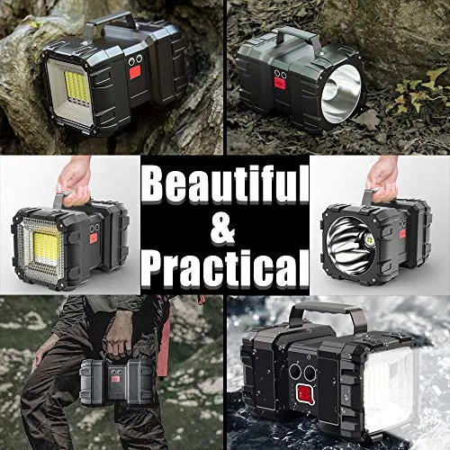 AlpsWolf Rechargeable Flashlight, LED Spotlight Flashlight 10000 Capacity 1200LM 20h Ultra-Long Standby 3 4 Lights Modes Camping Flashlight Waterproof with USB Output as a Power Bank