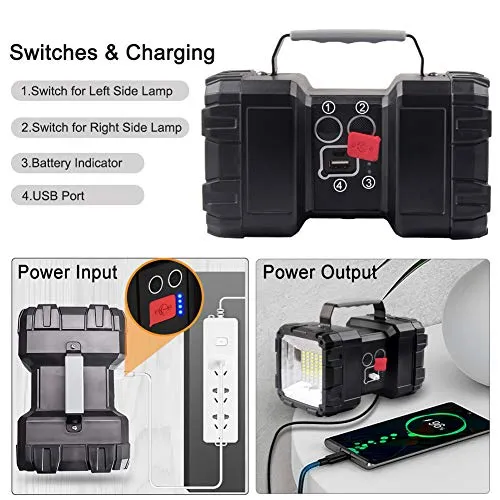 AlpsWolf Rechargeable Flashlight, LED Spotlight Flashlight 10000 Capacity 1200LM 20h Ultra-Long Standby 3 4 Lights Modes Camping Flashlight Waterproof with USB Output as a Power Bank