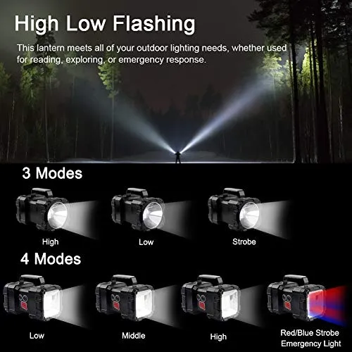 AlpsWolf Rechargeable Flashlight, LED Spotlight Flashlight 10000 Capacity 1200LM 20h Ultra-Long Standby 3 4 Lights Modes Camping Flashlight Waterproof with USB Output as a Power Bank