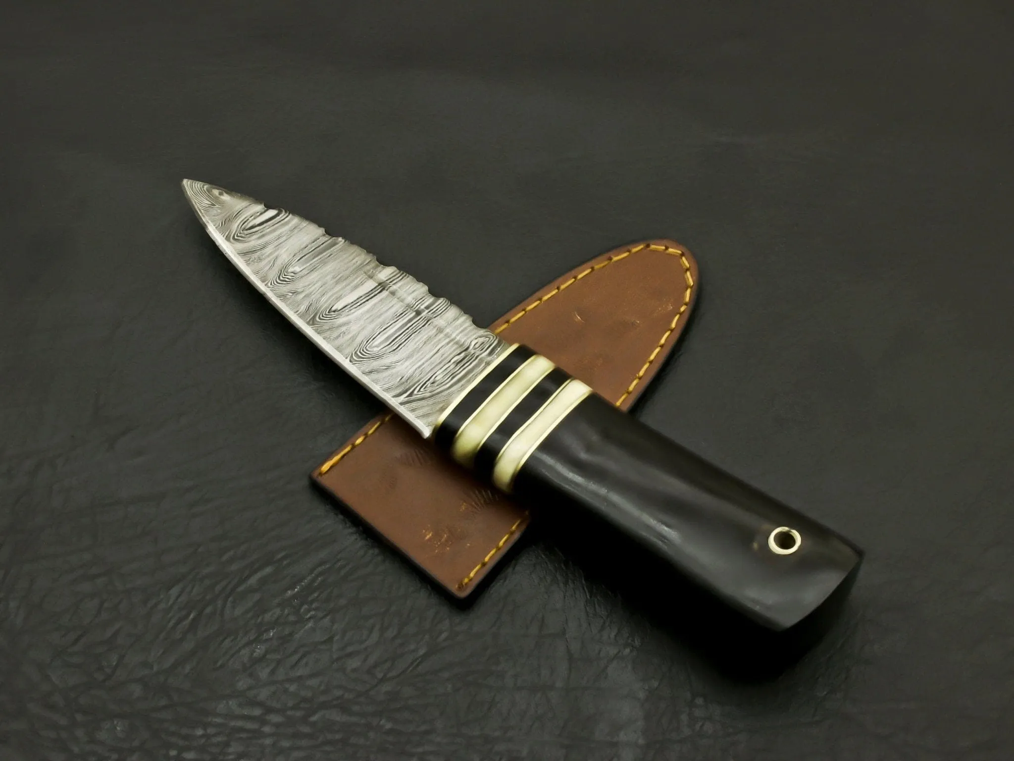 Beautiful Handmade Damascus Steel Serrated edge Scottish Dirk Knife/ Sheath