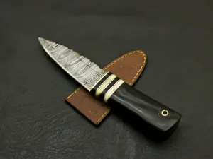 Beautiful Handmade Damascus Steel Serrated edge Scottish Dirk Knife/ Sheath