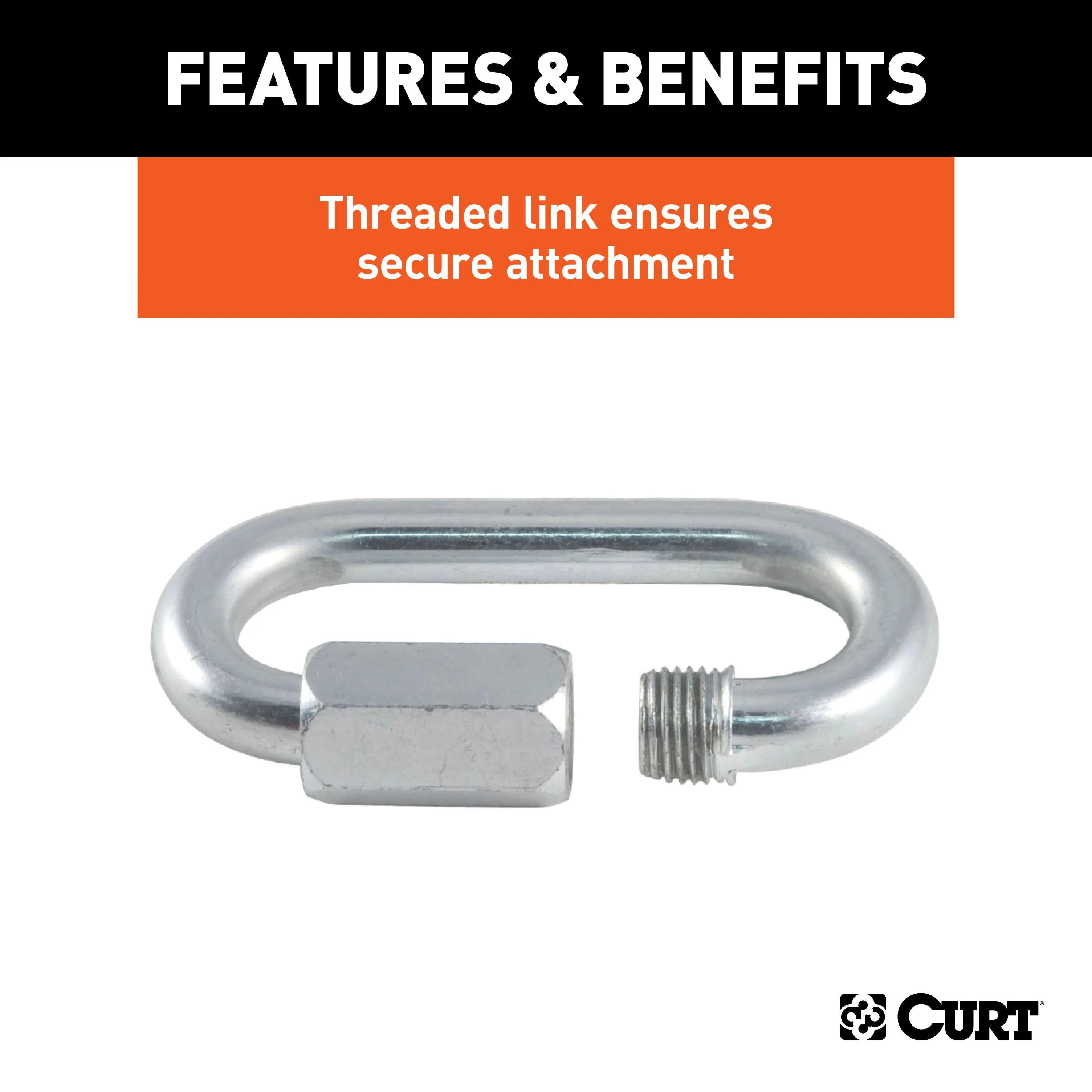 CURT 82611 1/4in. Quick Link (4;400 lbs. Breaking Strength; Packaged)
