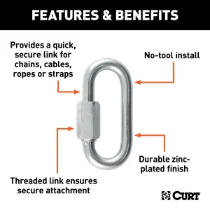CURT 82901 5/16in. Quick Link (8;800 lbs. Breaking Strength; Packaged)