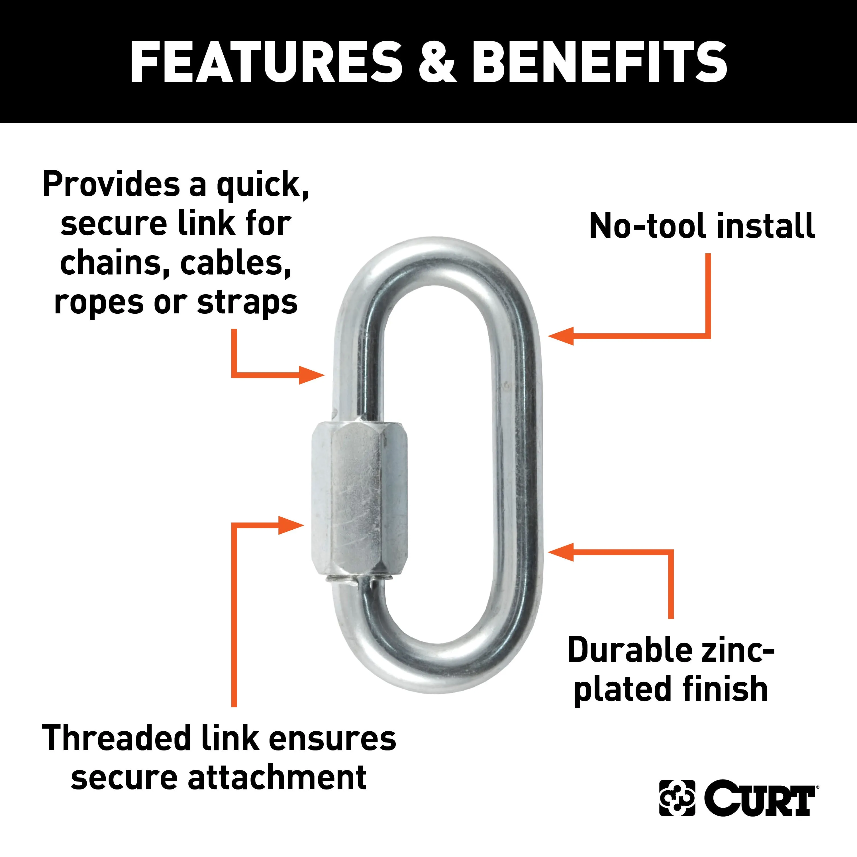 CURT 82930 3/8in. Quick Link (11;000 lbs. Breaking Strength)