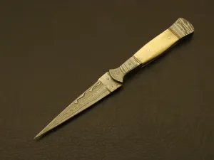 Custom Hand Forged Camel Bone Handle Knives Damascus Hunting /Skinning Knife With  leather Sheath