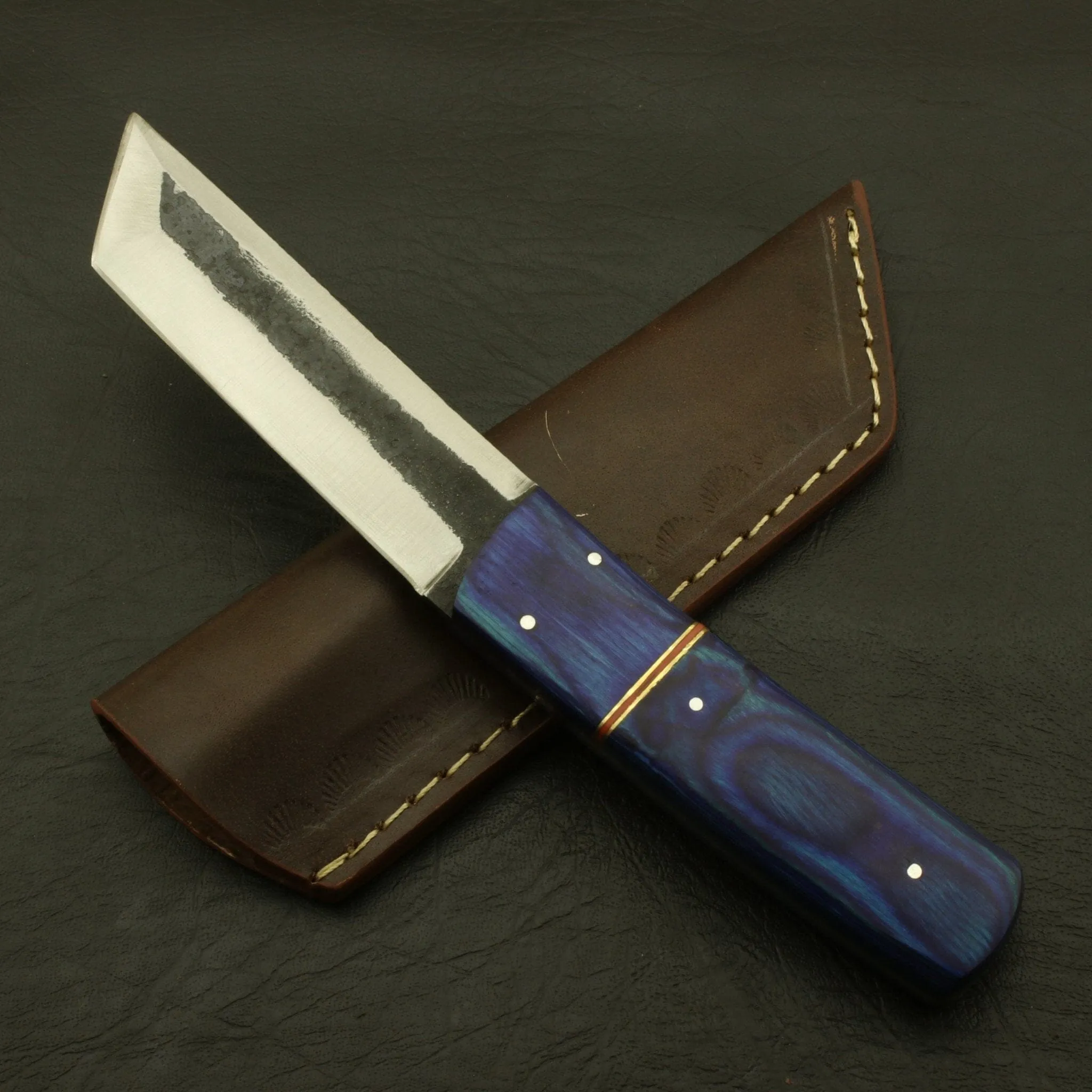 Custom Handmade 9''inch High Carbon steel Dagger Knife/Skinning Knife/PAKKA/Rose/Wood/Sheath