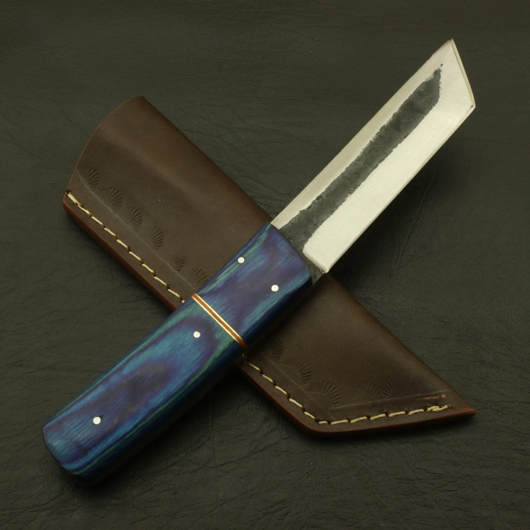 Custom Handmade 9''inch High Carbon steel Dagger Knife/Skinning Knife/PAKKA/Rose/Wood/Sheath