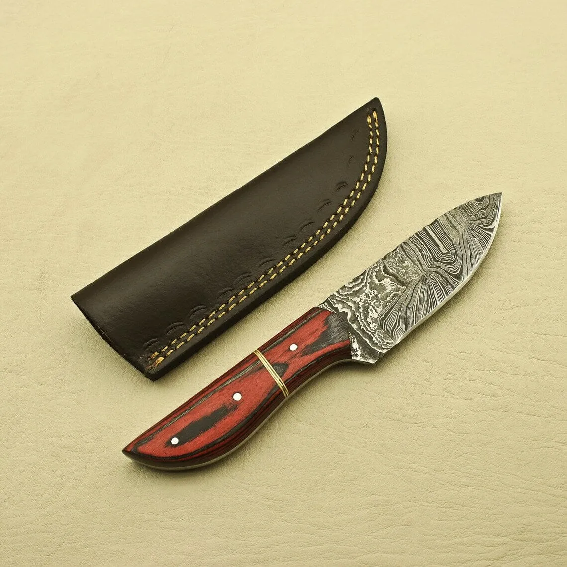 Custom Handmade Damascus Steel Full Tang Hunting Skinner Knife Camping Hunting Hiking Knife Best Gift For Him Best Birthday Gift For DAD