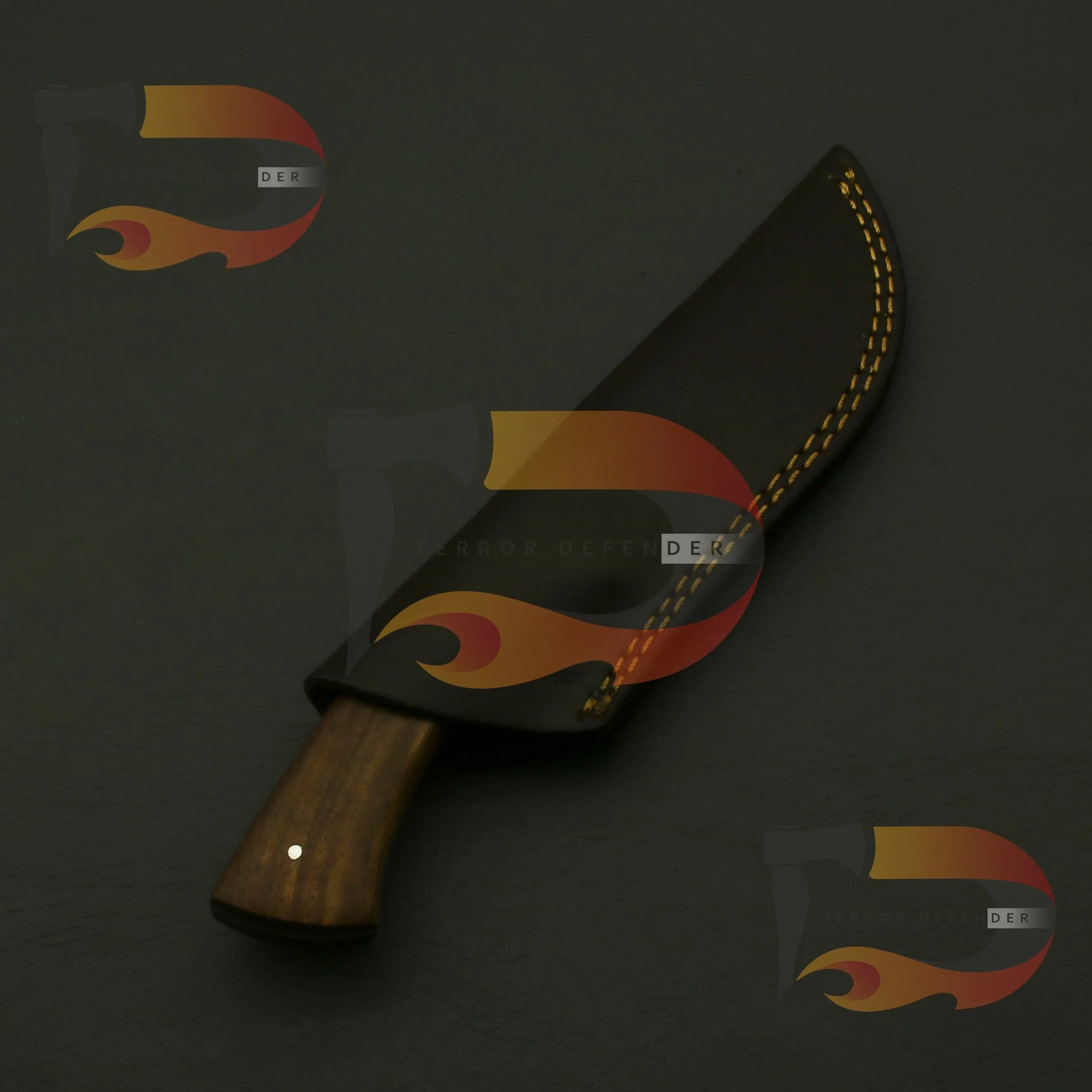 Custom Handmade Damascus Steel Knife 9"inches Hunting Knife, Fixed Blade Full Tang Knife, Gift for Men Rosewood Handle With Leather Sheath