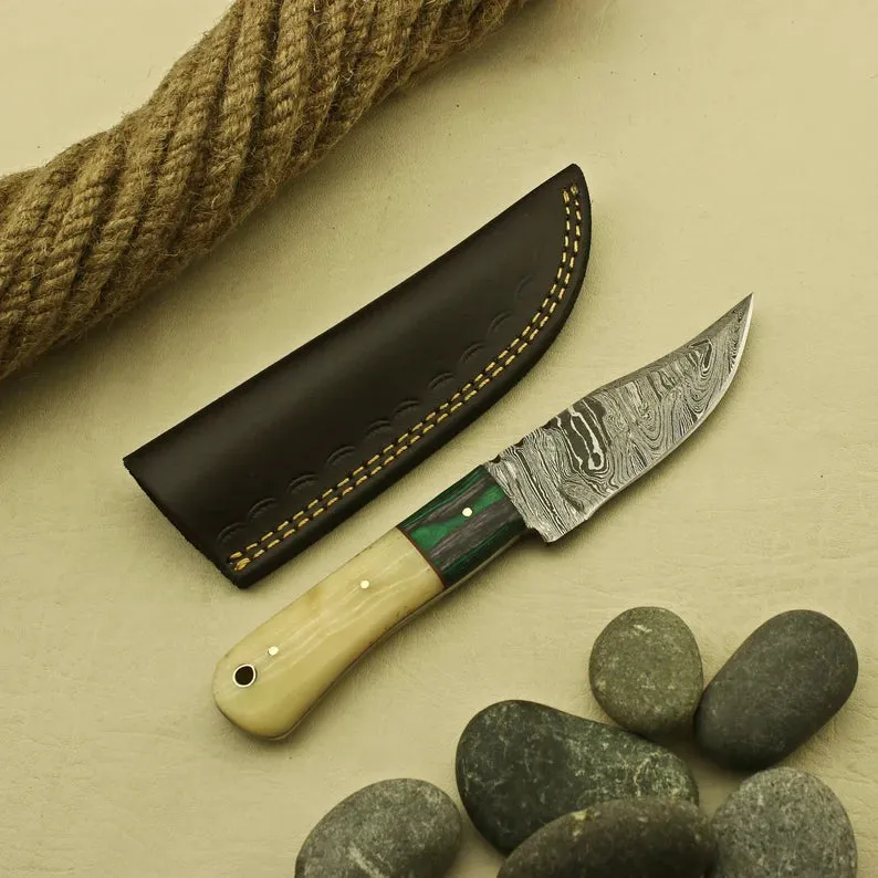 Exquisite Handmade Damascus Steel Skinner Knife: The Ultimate Gift of Elegance Best Gift For Him , Hunting Camping knife Best For Dad /USA