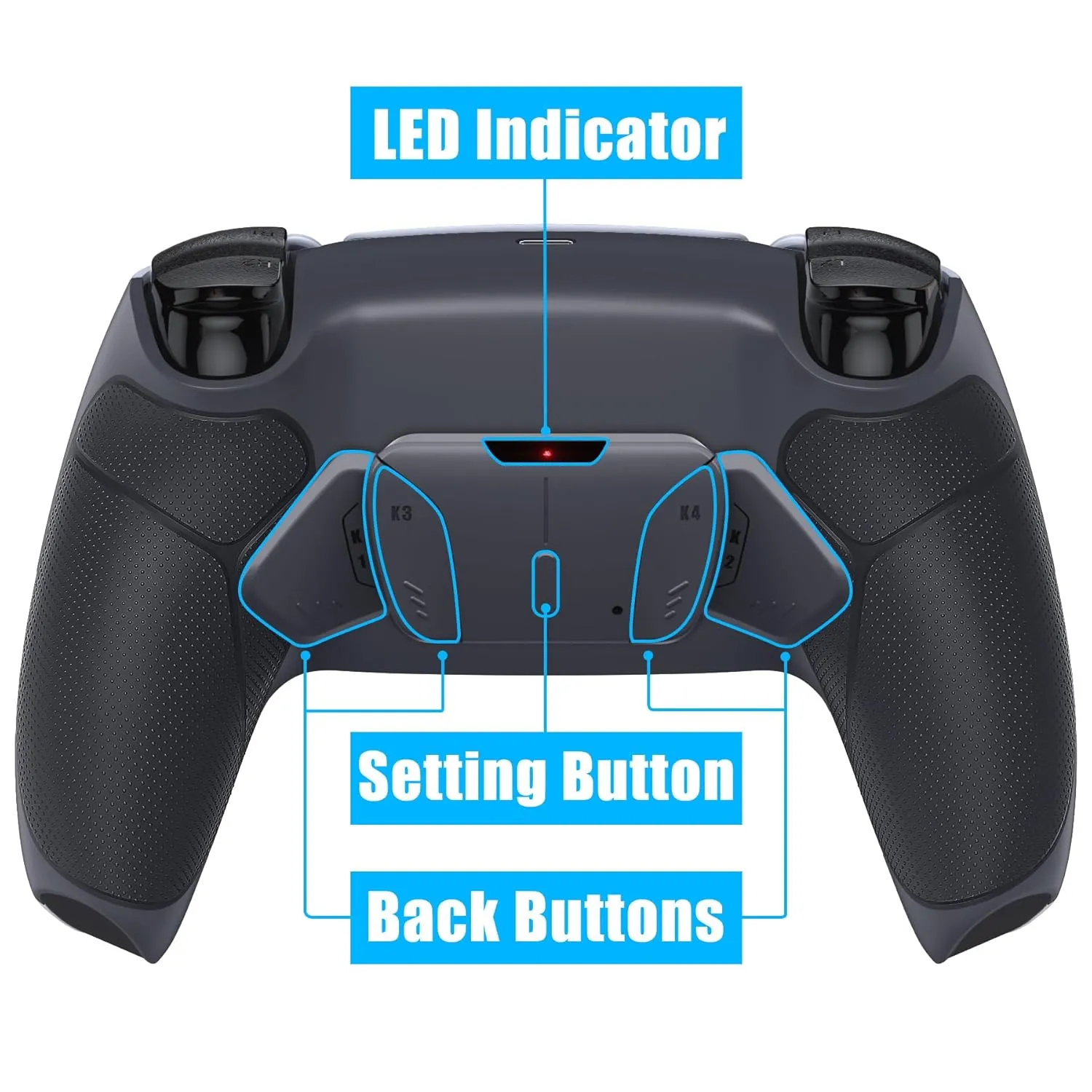 eXtremeRate Dark Gray Rubberized Grip Programable RISE4 Remap Kit for PS5 Controller BDM-010 & BDM-020, Upgrade Board & Redesigned Classic Gray Back Shell & 4 Back Buttons for PS5 Controller