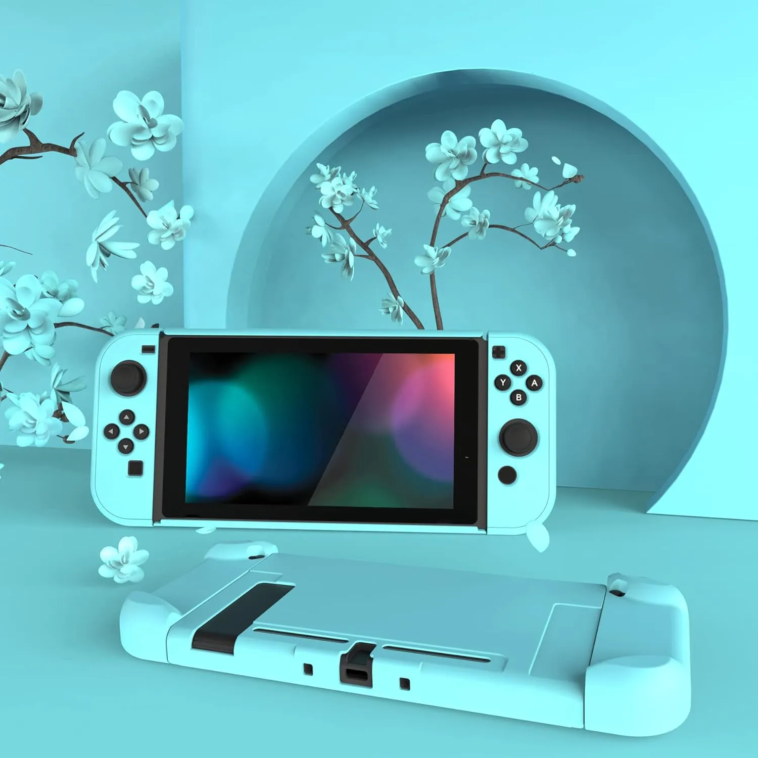 eXtremeRate PlayVital Cover for Nintendo Switch, Protective Case Protector for Switch - Shock-Absorbent Anti-Scratch Dockable Easy to Install Durable Hard Shell Game Accessories, Heaven Blue