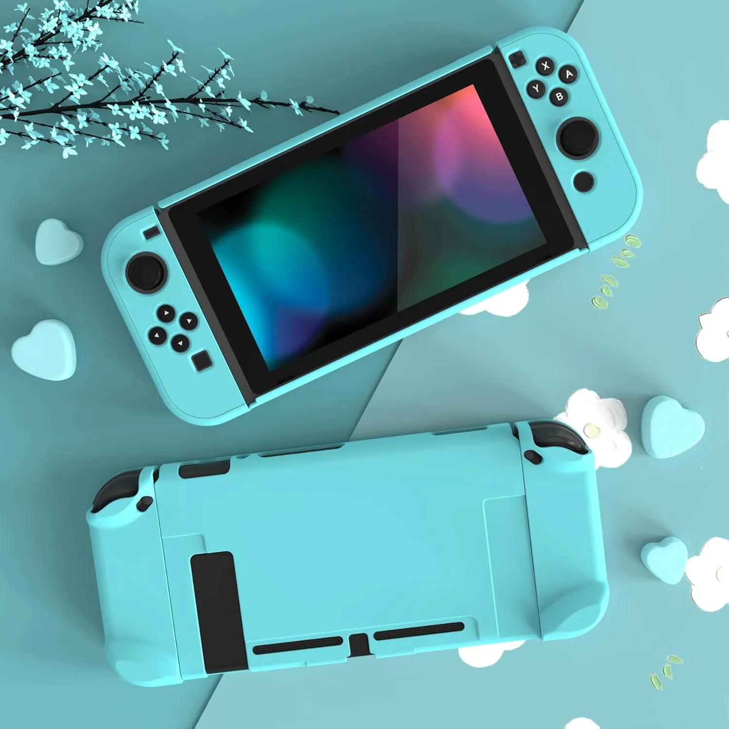 eXtremeRate PlayVital Cover for Nintendo Switch, Protective Case Protector for Switch - Shock-Absorbent Anti-Scratch Dockable Easy to Install Durable Hard Shell Game Accessories, Heaven Blue