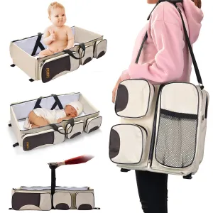 Foldable 3-in-1 Tote Bag Baby Bed Changing Station Travel Carrycot