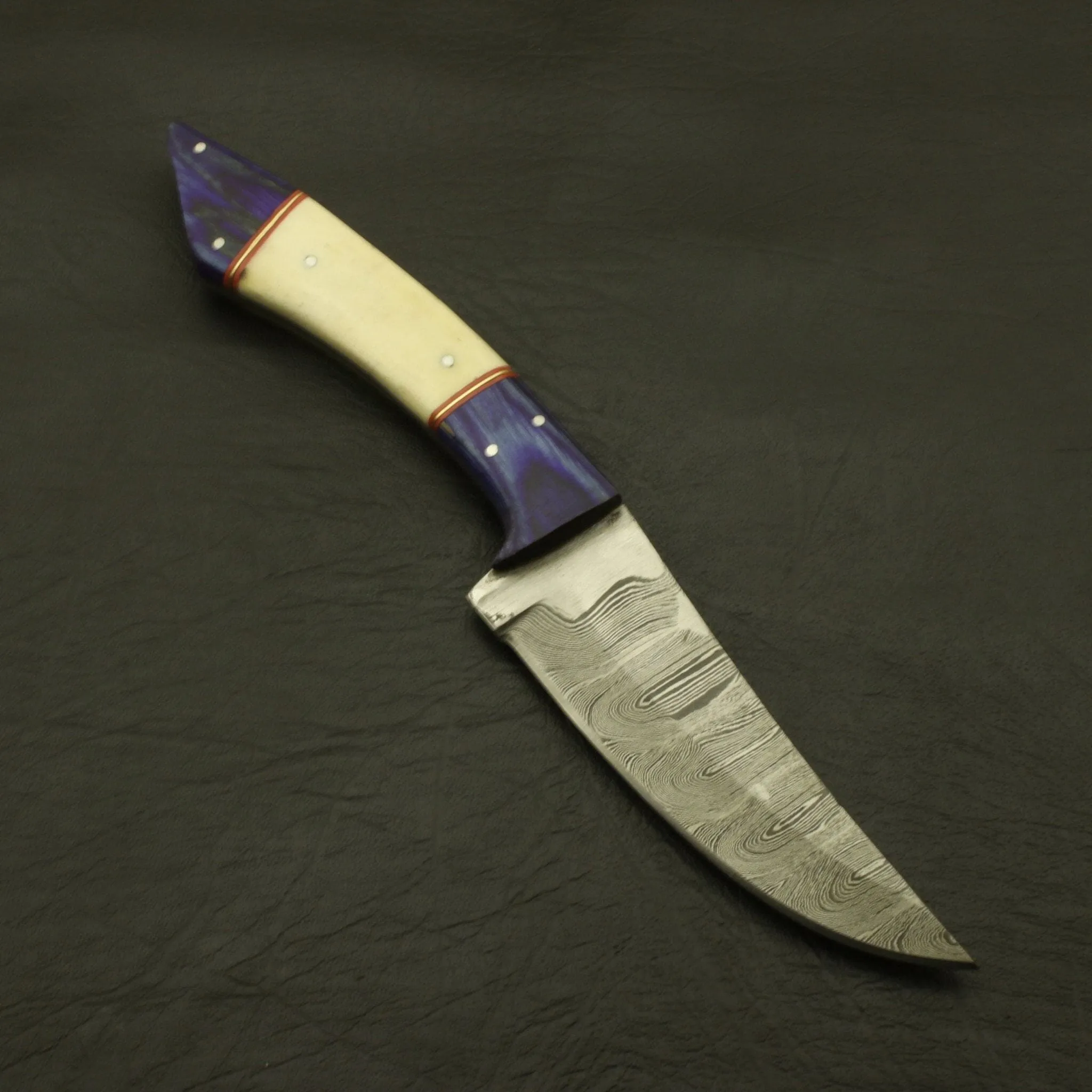 Handmade Damascus Steel 10''inch Handle Camel Bone/Rosa wood Hunting Skinning Knife/sheath