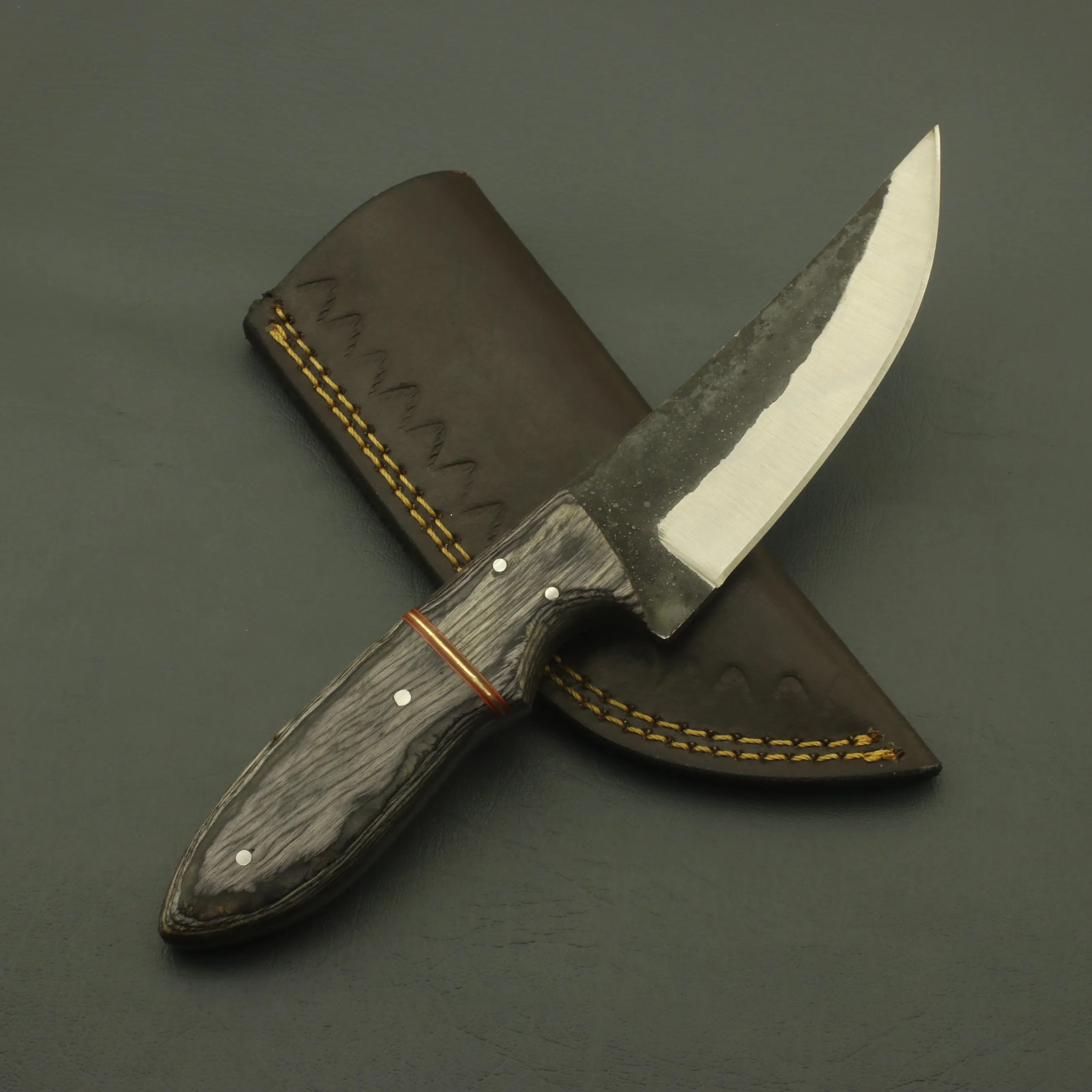 Handmade Superb Classical Carbon Steel Hunting Fixed Blade Pure Leather Sheath