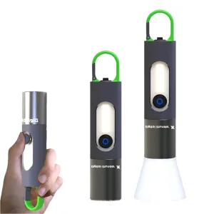 High Power LED Flashlight Camping Torch with 30W-LED and Side Light Telescopic Zoom Waterproof Lamp with Lampshade