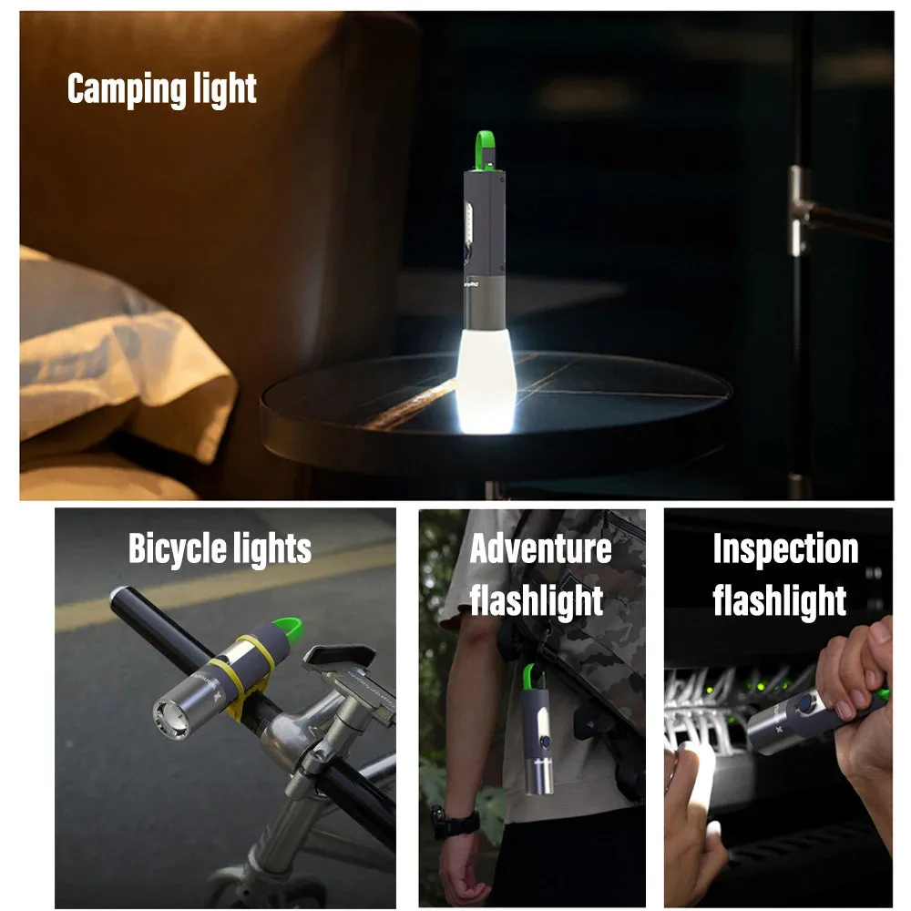 High Power LED Flashlight Camping Torch with 30W-LED and Side Light Telescopic Zoom Waterproof Lamp with Lampshade