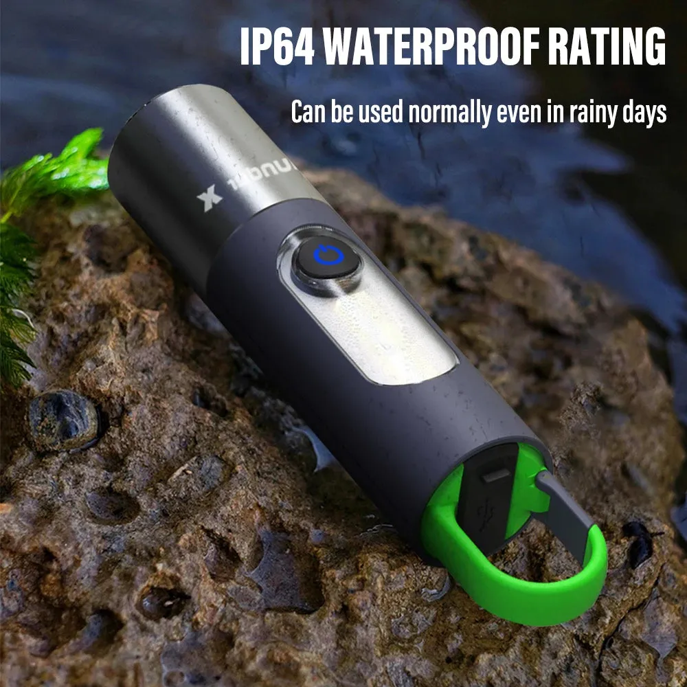 High Power LED Flashlight Camping Torch with 30W-LED and Side Light Telescopic Zoom Waterproof Lamp with Lampshade
