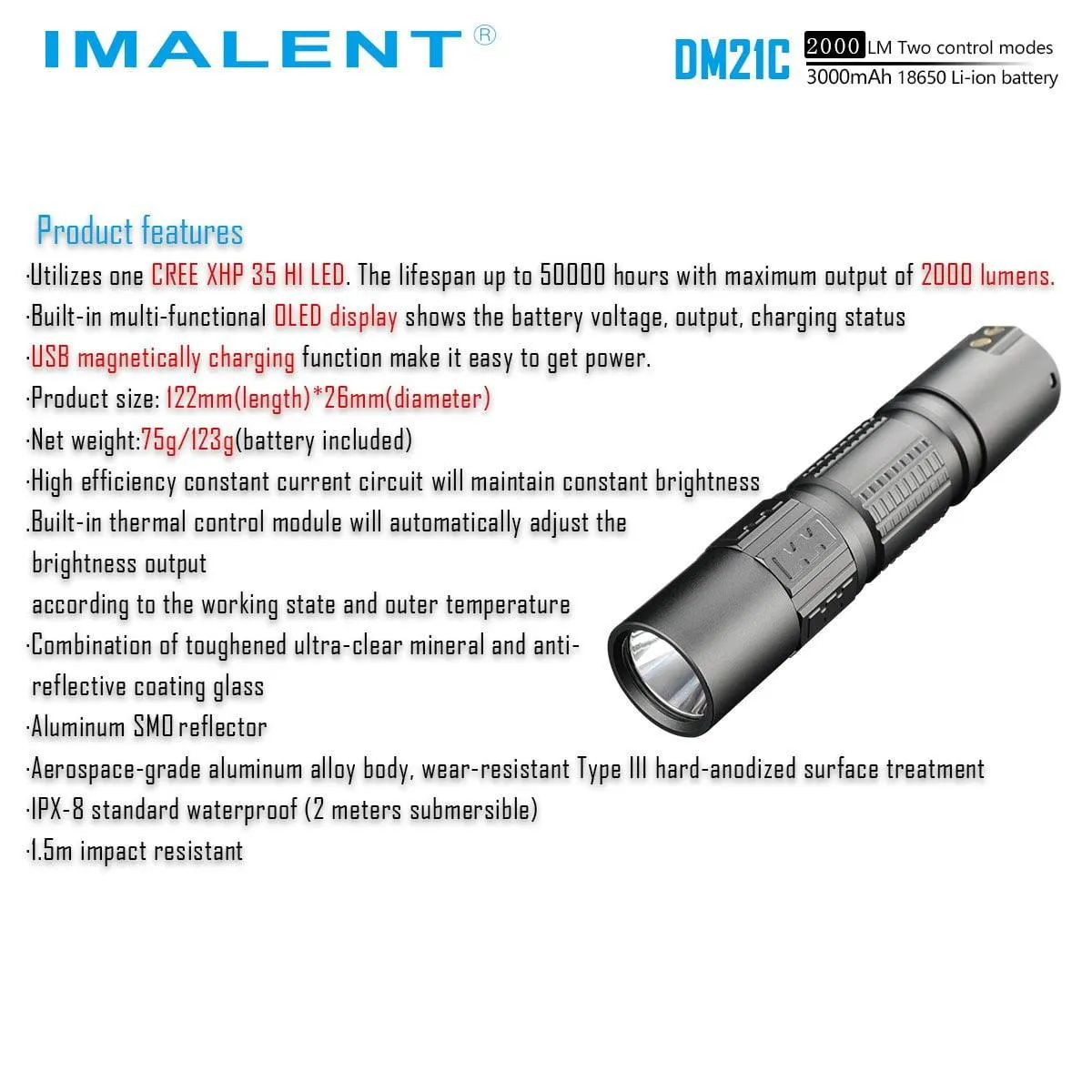 IMALENT DM21C tactical flashlight