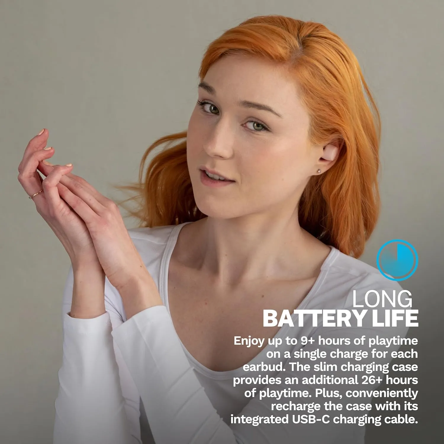 JLab Go Air Tones  True Wireless Earbuds Designed with Auto On and Connect, Touch Controls, 32  Hours Bluetooth Playtime, EQ3 Sound, and Dual Connect, Natural Earthtone Color (474 C)