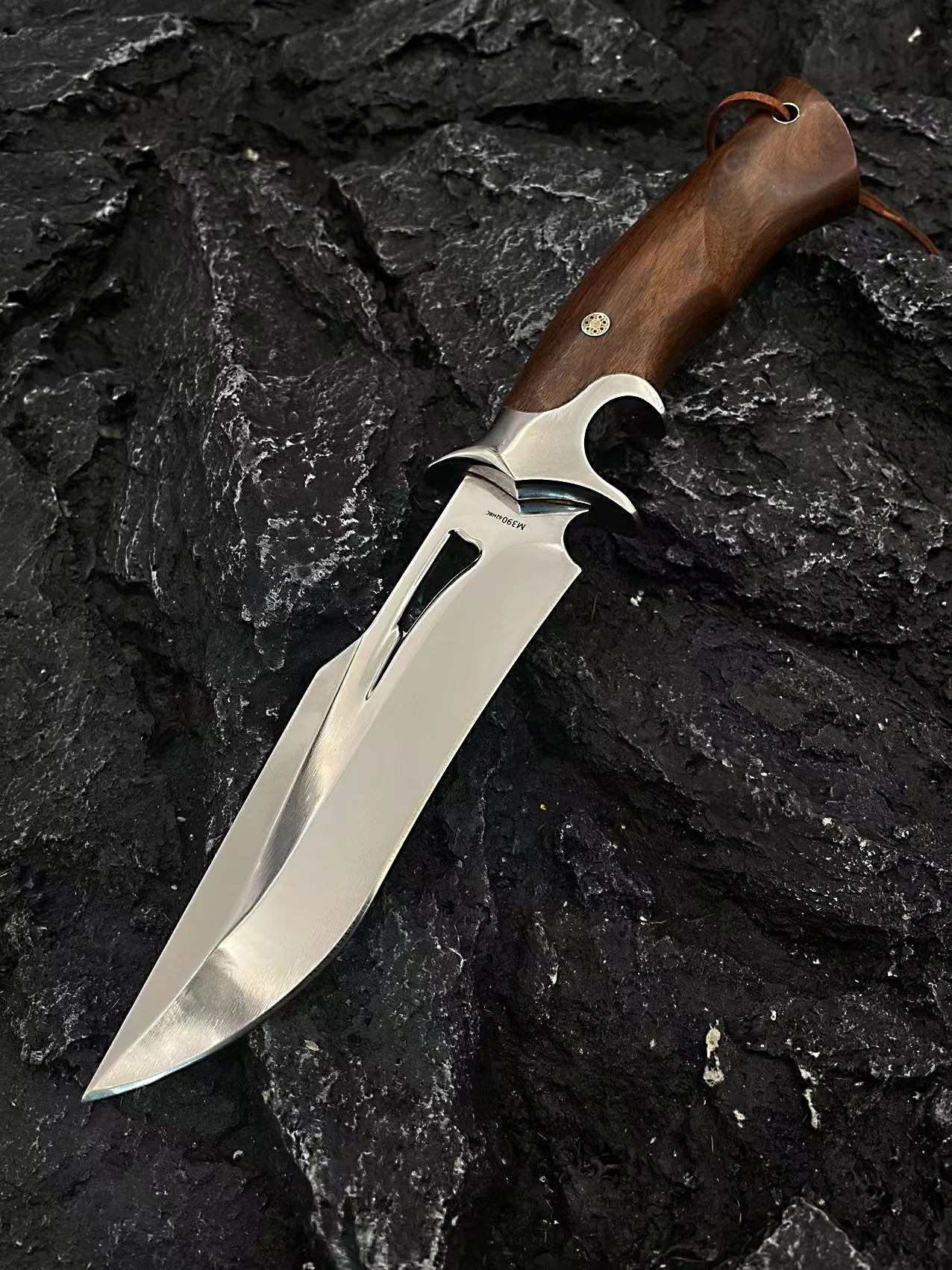 Knives Adventurer - Bushcraft Knife - Fixed-Blade M390 Steel Knife - Outdoor Full-Tang Knife - 9.5" Camping Knives Bayonet With Leather Sheath
