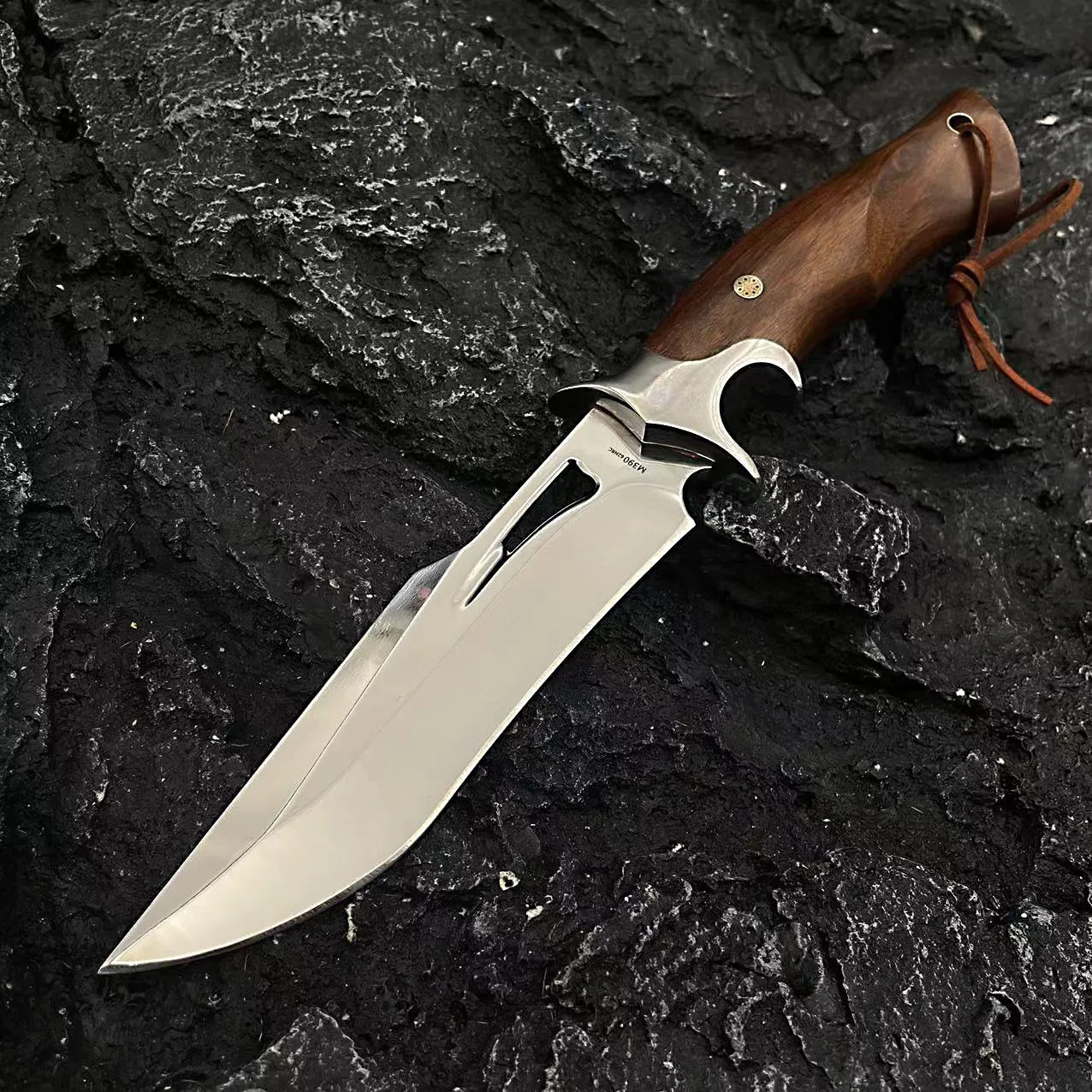 Knives Adventurer - Bushcraft Knife - Fixed-Blade M390 Steel Knife - Outdoor Full-Tang Knife - 9.5" Camping Knives Bayonet With Leather Sheath
