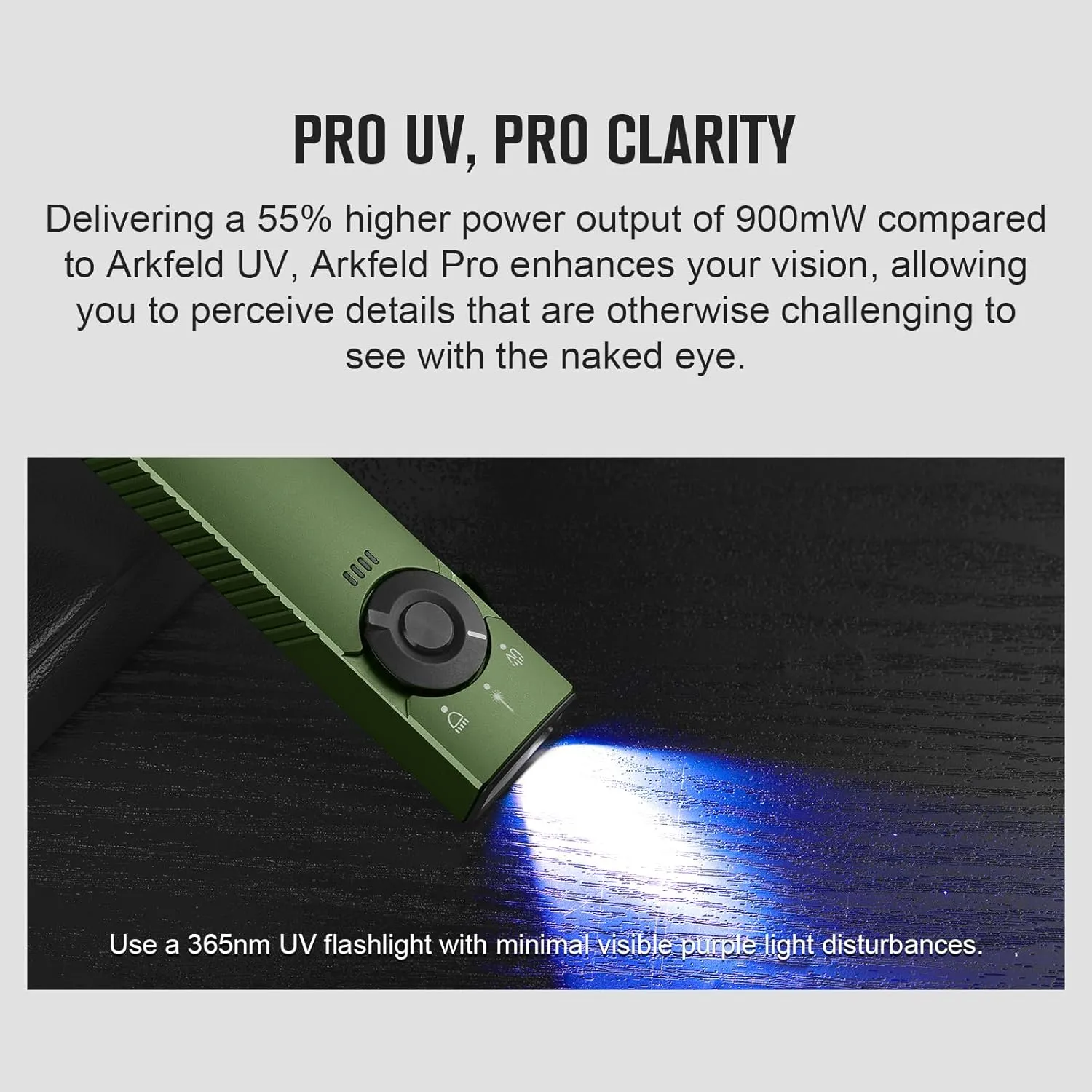 OLIGHT Arkfeld Pro Rechargeable EDC Flat Flashlight with Green Beam, UV and White LED Combo, 1300 Lumens Portable Pocket Lights, Triple Sources for Outdoors Emergency Working (OD-Green CW)