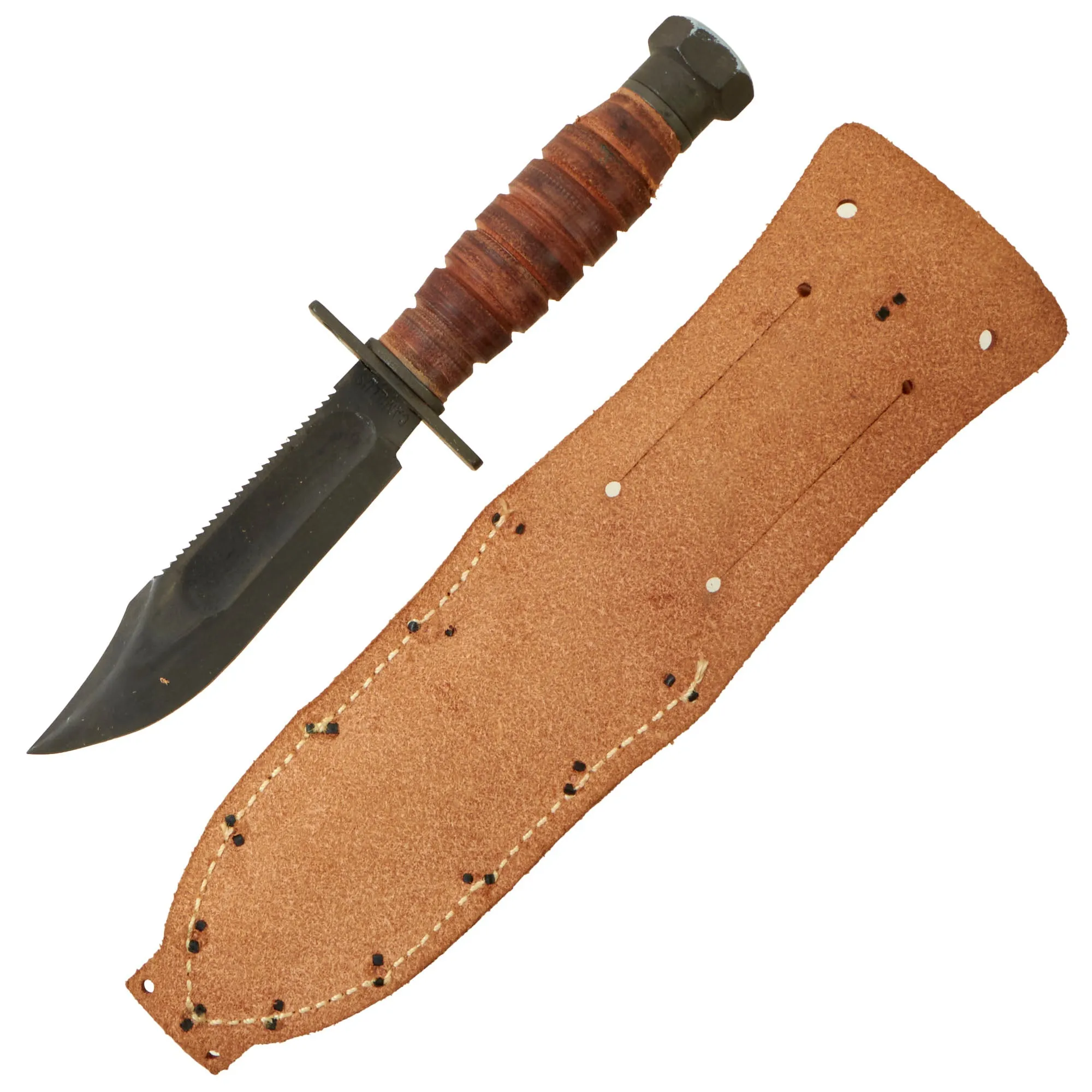Original U.S. Vietnam War New Old Stock "Jet Pilot" Air Force Survival Knife by Camillus with Scabbard, Whetstone, Leg Tie and Original Packaging Dated 1966
