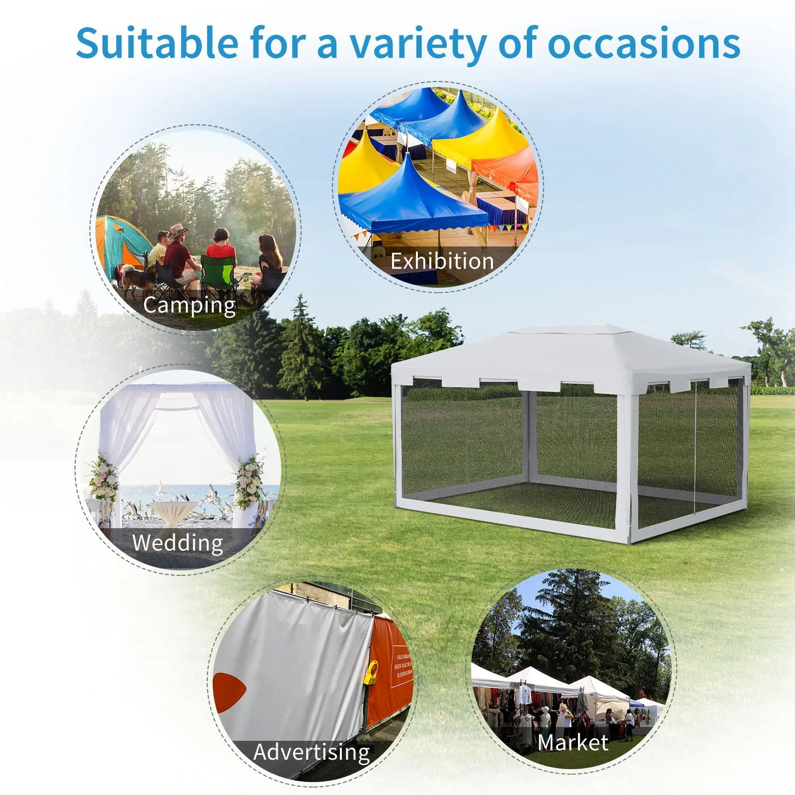 Outsunny 4 x 3m Party Tent Waterproof Garden Gazebo Canopy Wedding Cover Shade