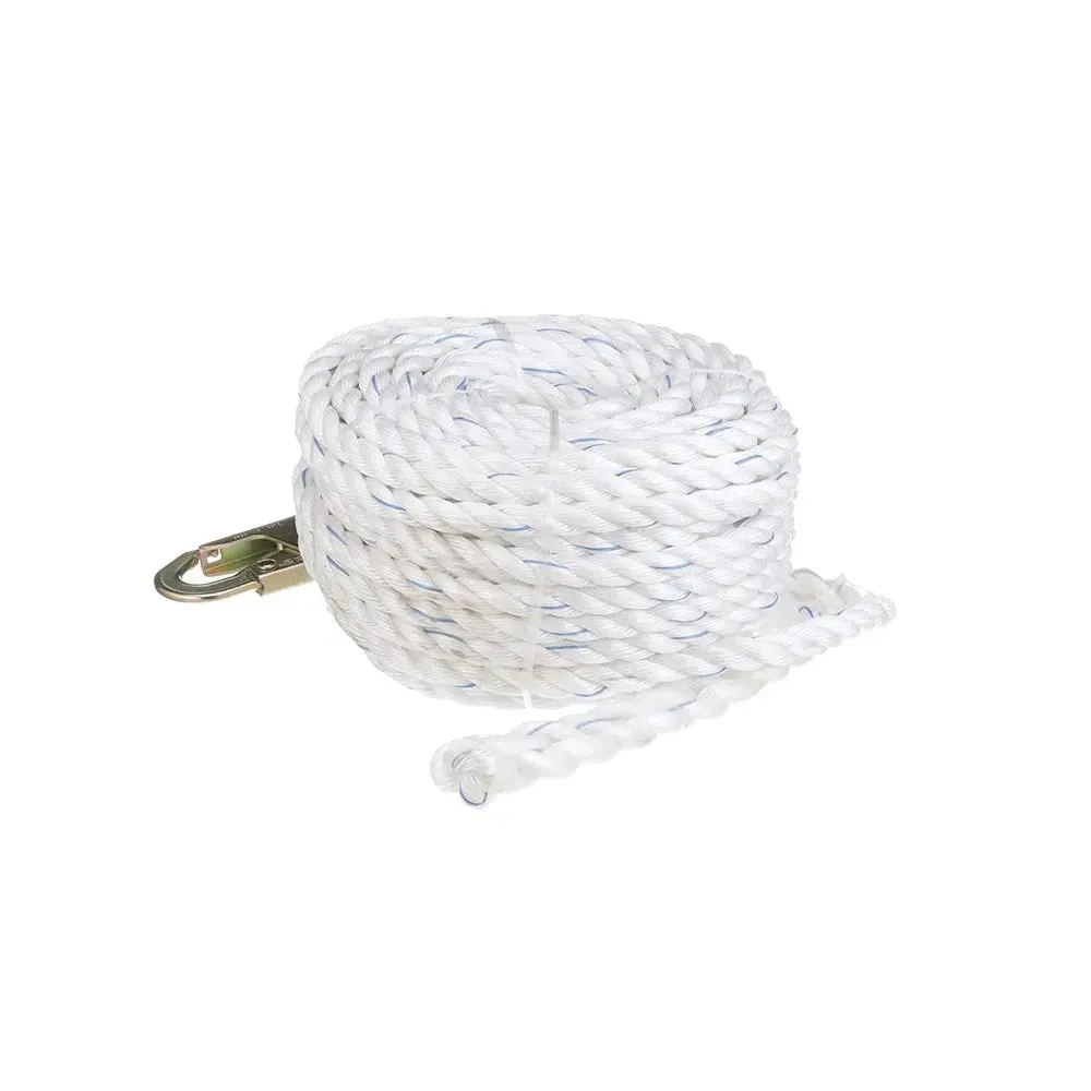 Polyamide Rope (SH18 Hook &amp; End Stop Knob) - High-Strength, CE-Approved | White Polyamide lifeline rope 14mm