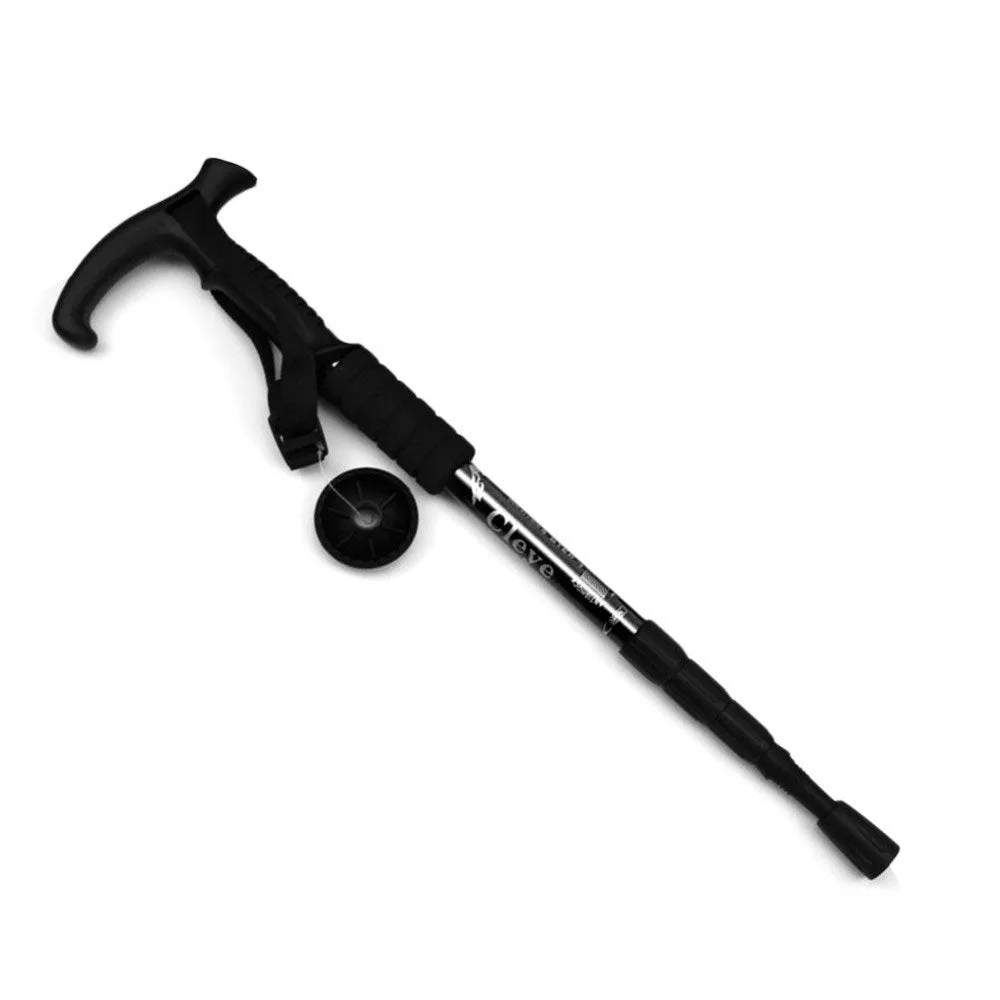 (Set of 2) Aluminum Anti-Shock Hiking Pole Nordic Walking Hiking Poles Pole Adjustable - Black