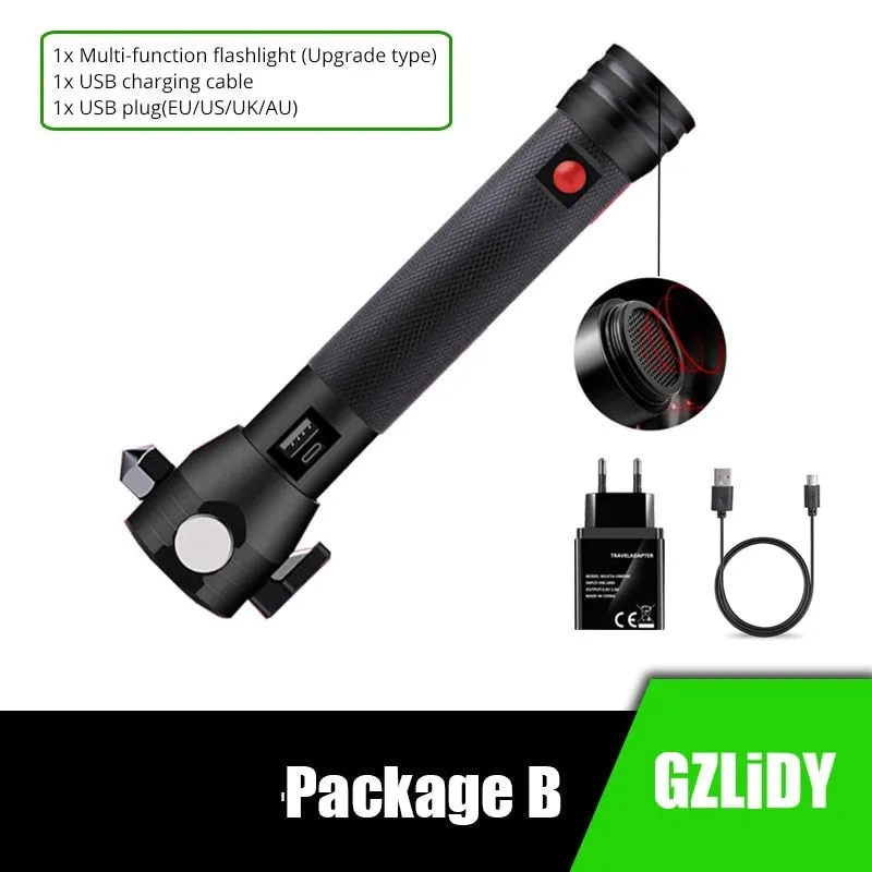 Solar LED Flashlight Multi-Function