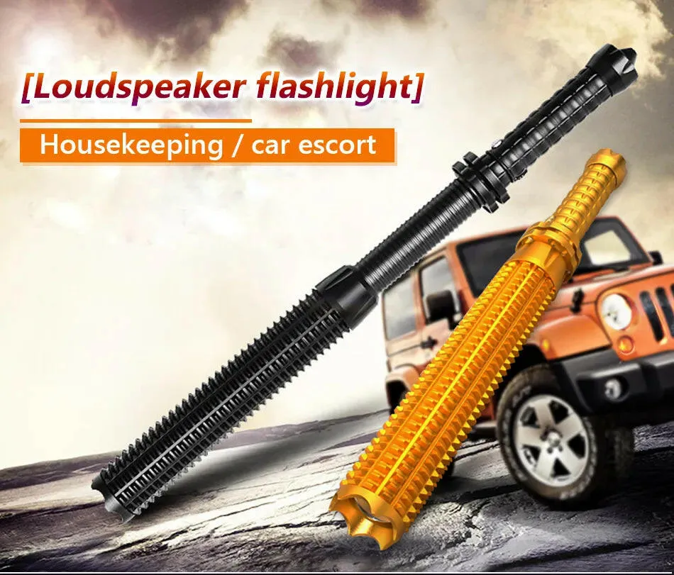 telescopic baton self defense flashlight led 18650 battery rechargeable car torch lamp waterproof zoom no electric shock light