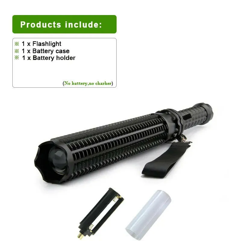 telescopic baton self defense flashlight led 18650 battery rechargeable car torch lamp waterproof zoom no electric shock light