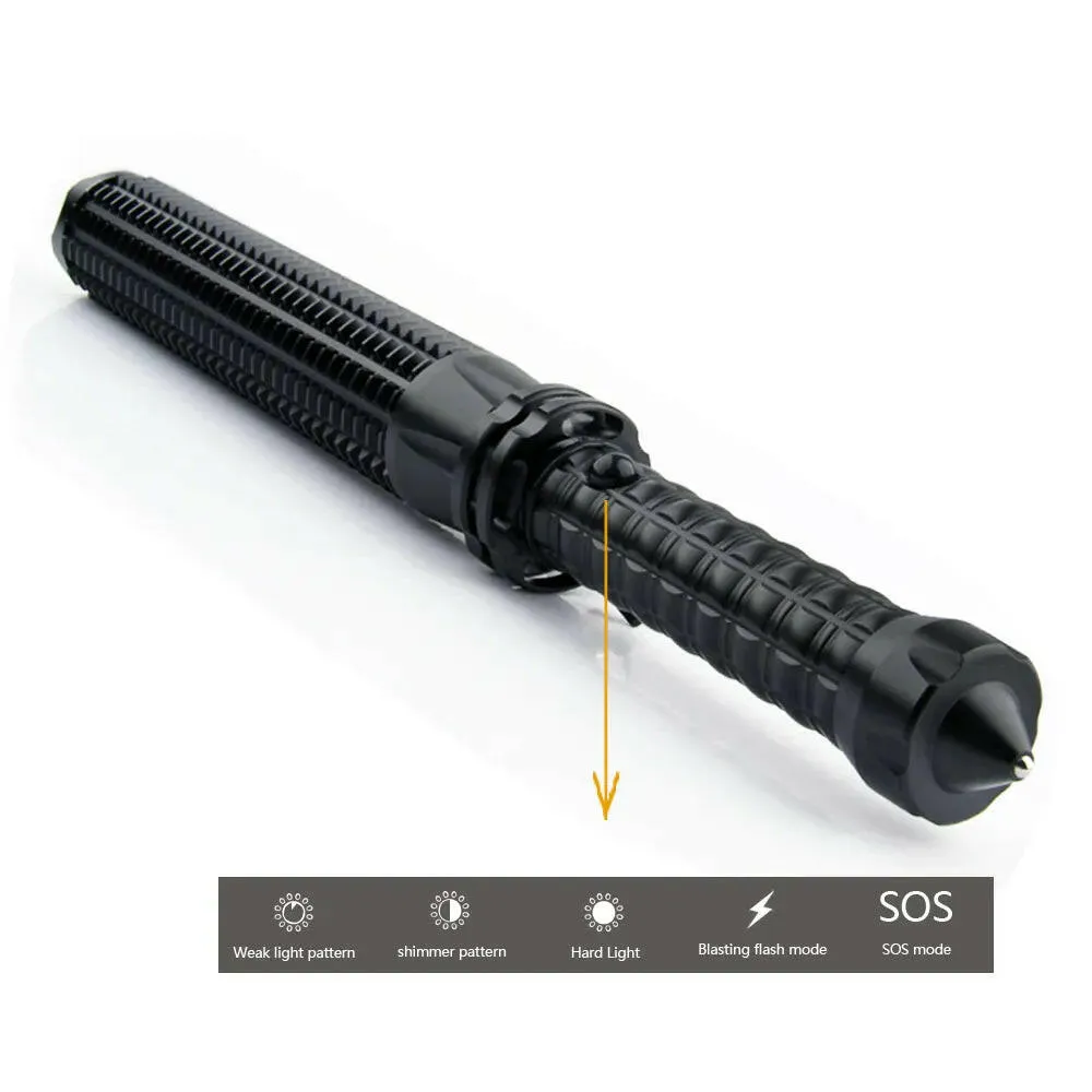 telescopic baton self defense flashlight led 18650 battery rechargeable car torch lamp waterproof zoom no electric shock light