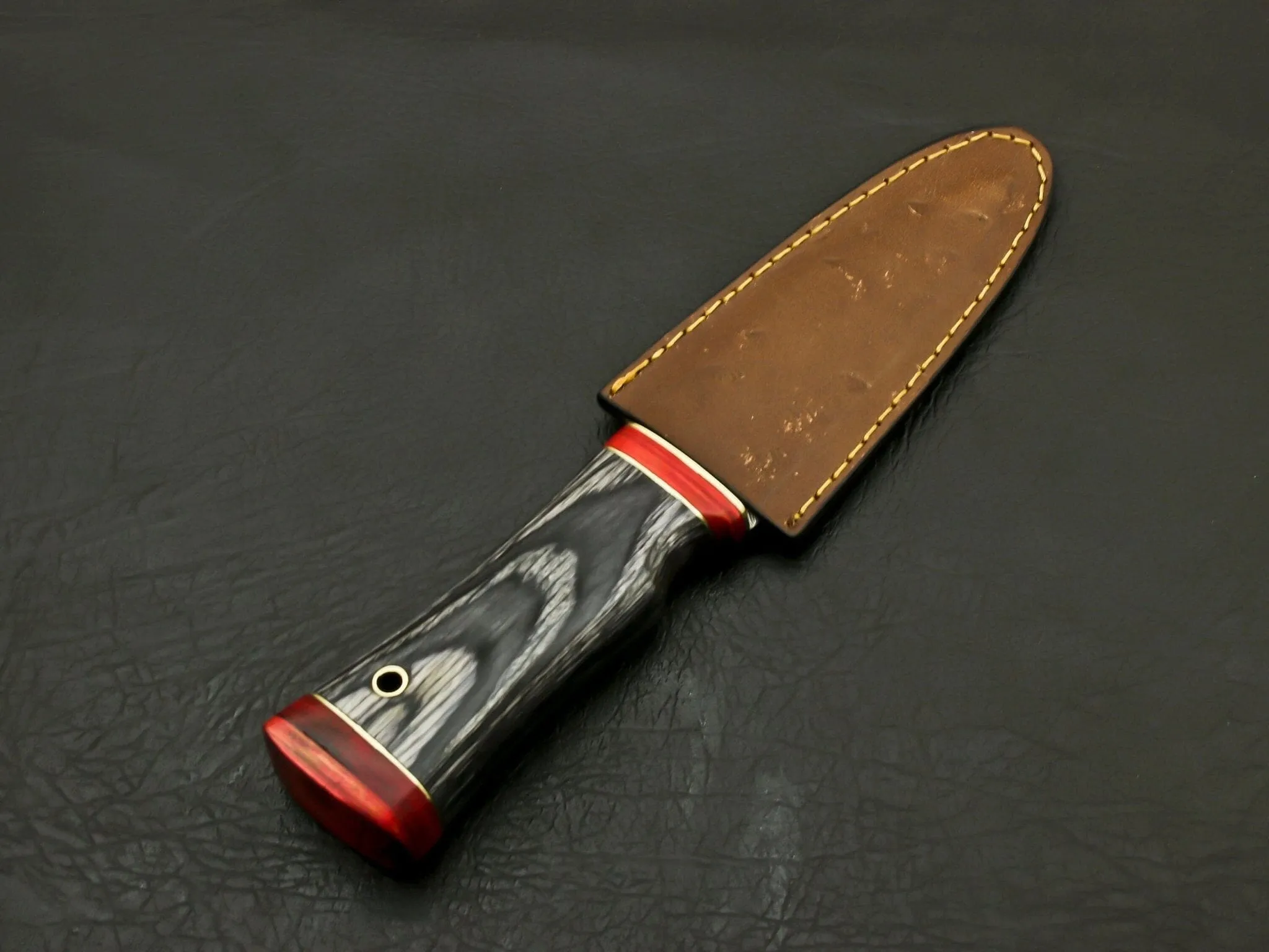 Top Beautiful Handmade Damascus Serrated edge Scottish Dirk Knife Leather Sheath