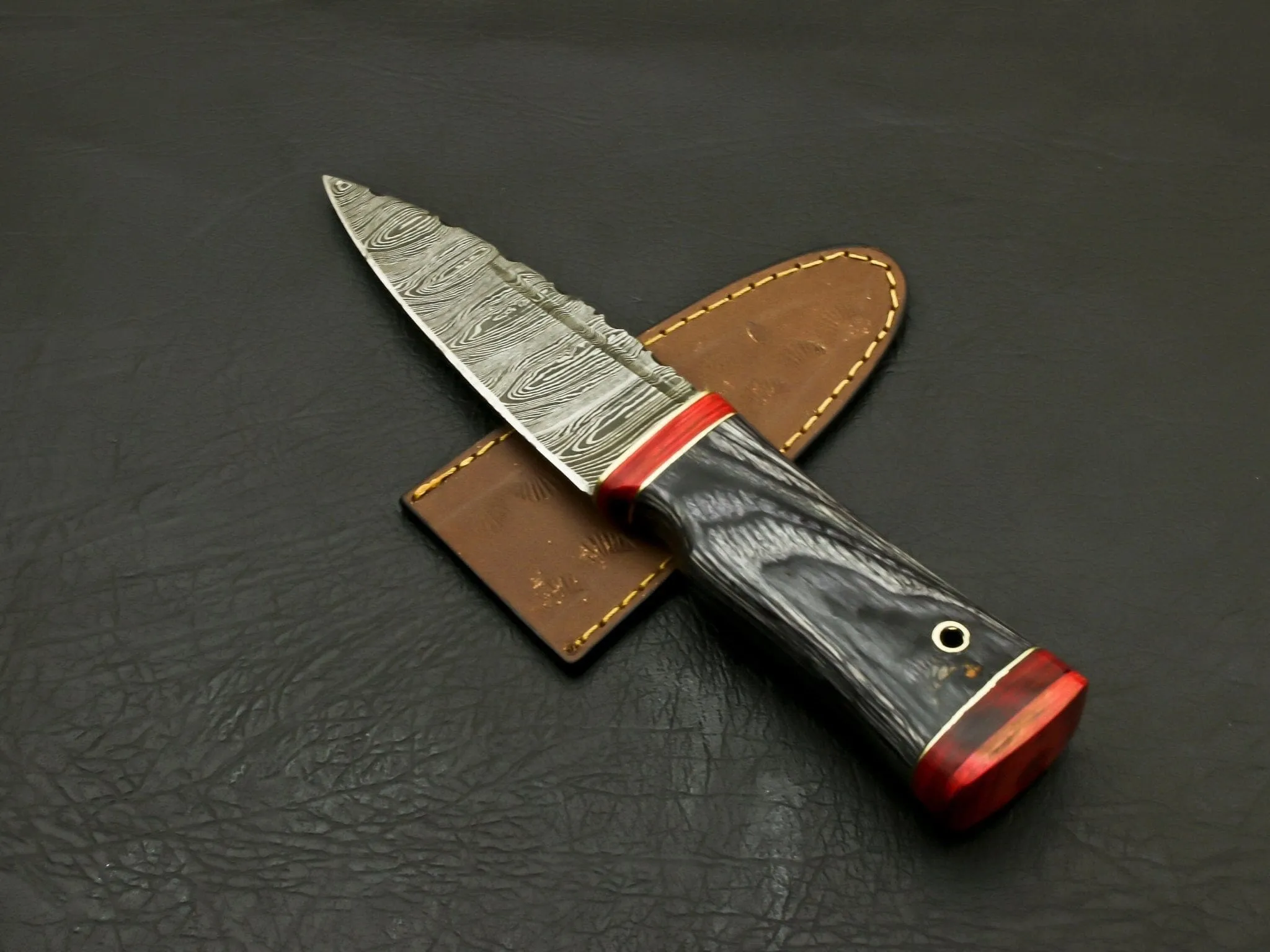 Top Beautiful Handmade Damascus Serrated edge Scottish Dirk Knife Leather Sheath