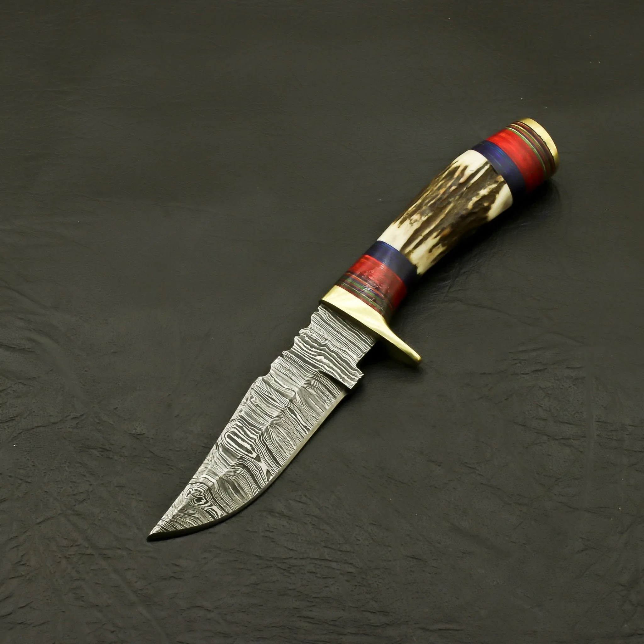 Top Handmade Damascus Steel Blade Custom Pakkawood Hunting/Skinning Knife With Sheath